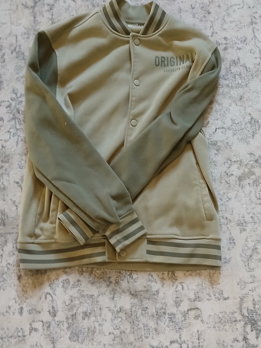 Brooklyn Cloth Originals Varsity Bomber Jacket - Olive Green (Size Medium)